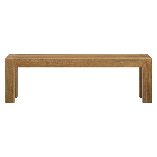 58 Inch Farmhouse Dining Bench Rustic Honey Solid Wood