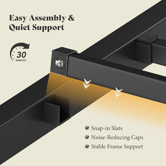 Full Size Brown Industrial Bed Frame Under bed Storage