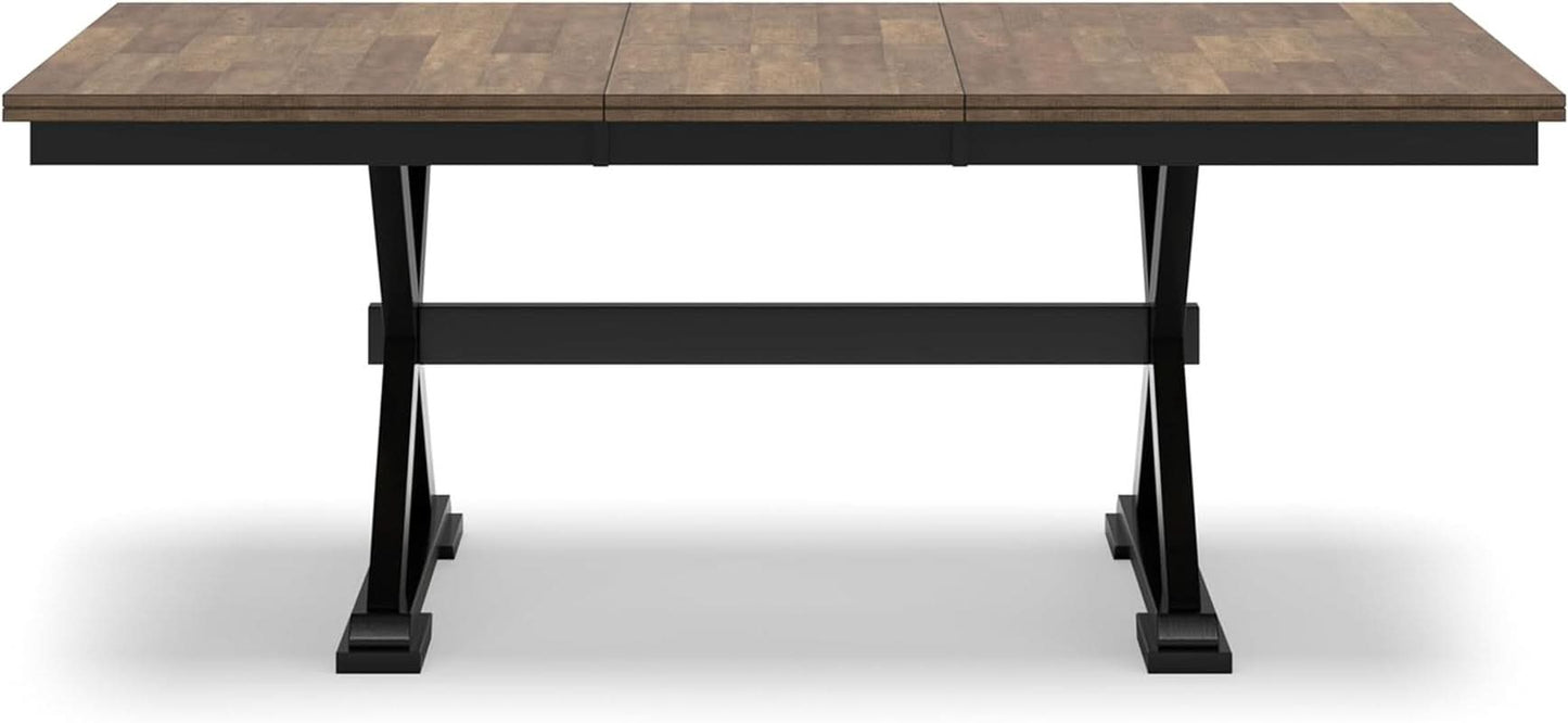 Farmhouse Dining Extension Table Butterfly Leaf 6-8 Seater Black And Dark Brown