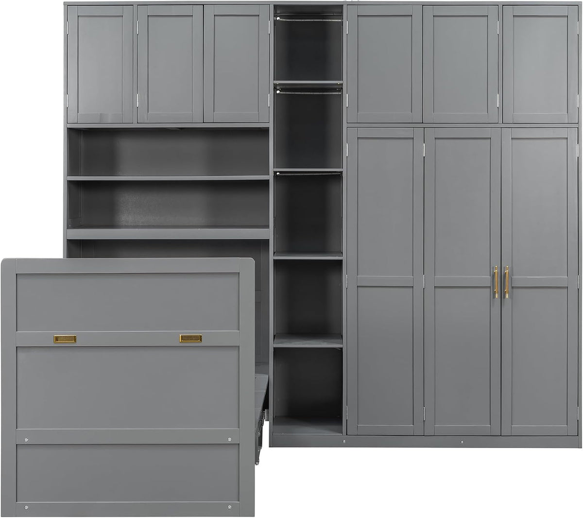 Twin Size Charcoalgray Murphy Cabinet Bed Wardrobe-4
