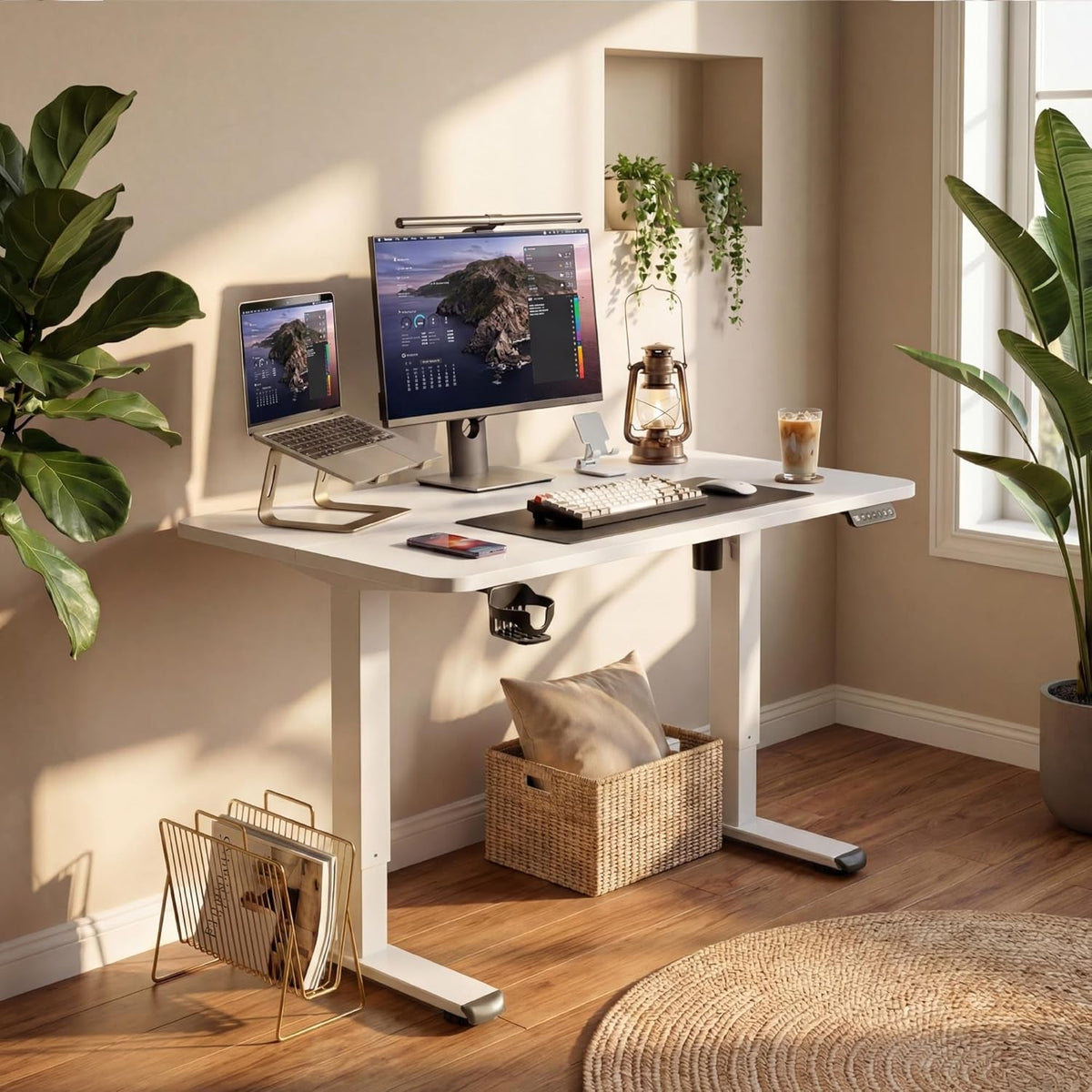 40x24 Electric Height Adjustable Standing Desk White