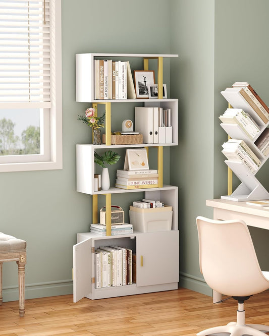 Modern S Shaped Geometric Wooden Decorative Bookcase