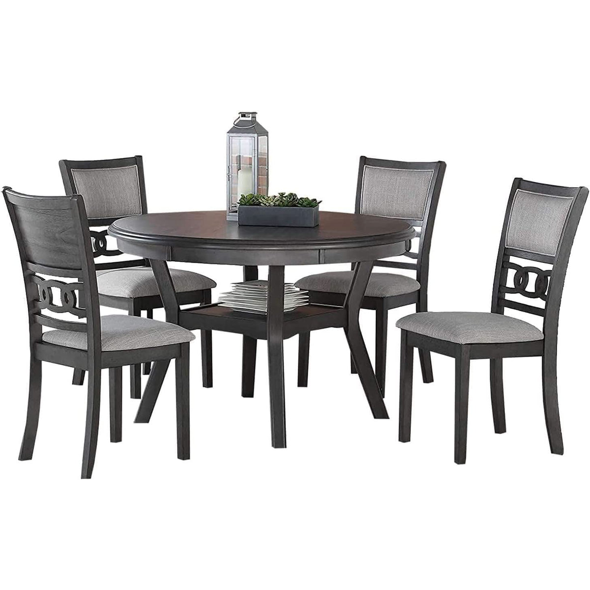 Gray 5 Piece Dining Table Set With 4 Chairs For Kitchen