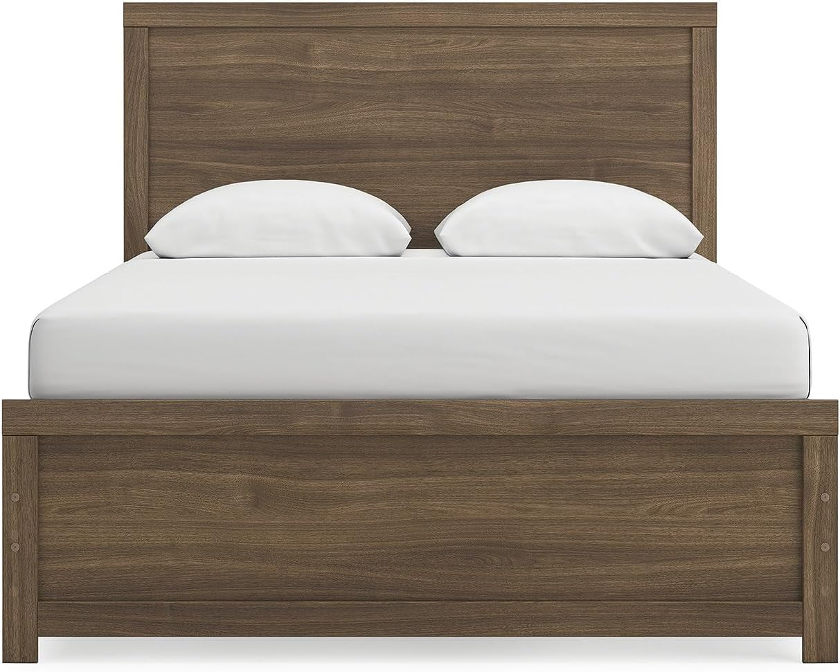 Queen Panel Bed Frame DurableEngineeredWood Auburn Finish