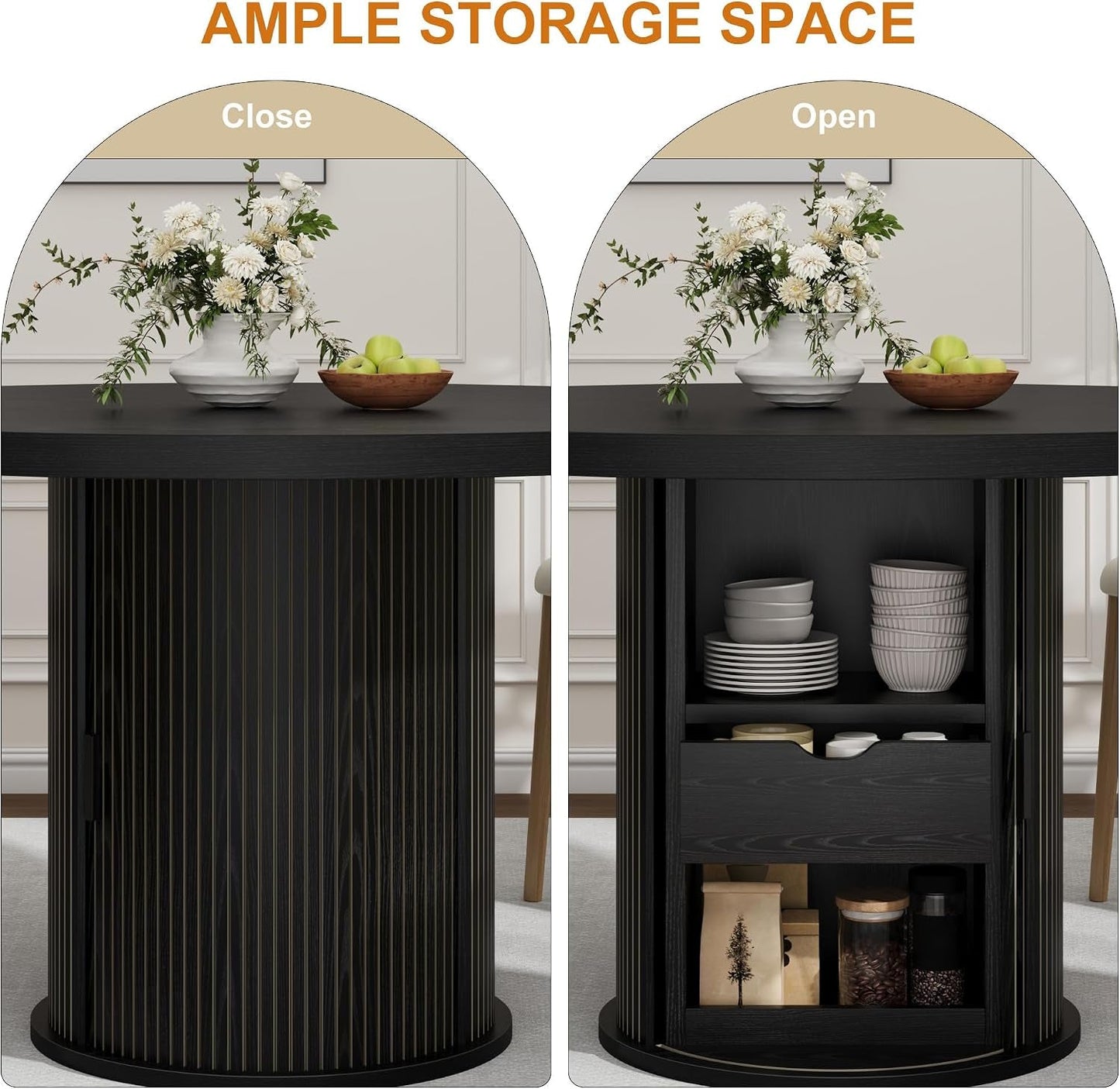 47 Round Farmhouse Dining Table Storage Compartment