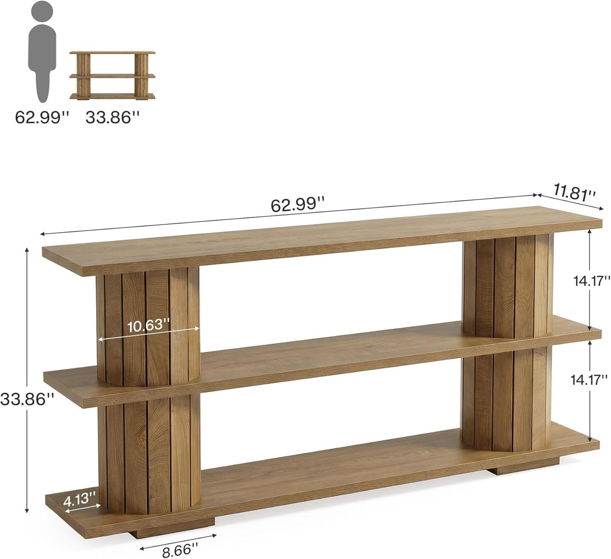 62.9 Inch Multifunctional Entryway Console Table Storage
