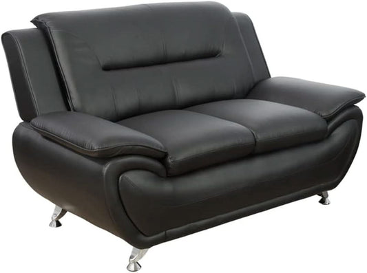 Leather Sofa and Loveseat Set for Living Room Black Leather Furniture