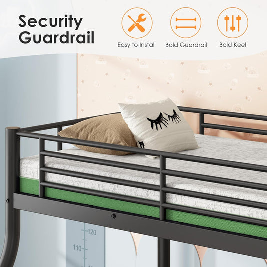 Charcoal Twin Over Full Industrial Strength Bunk Bed