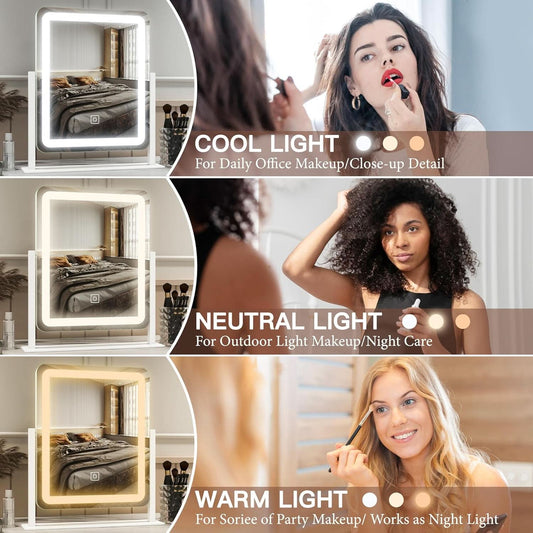 LED Lighted Vanity Mirror 15x12.6 Inches Adjustable