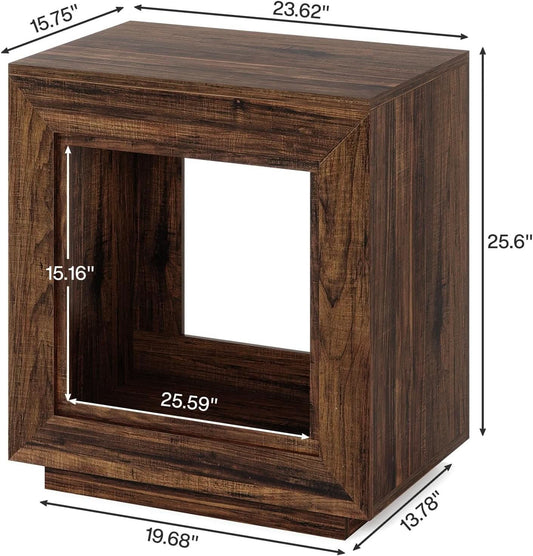 Rustic Wood End Table With Industrial Strength Storage