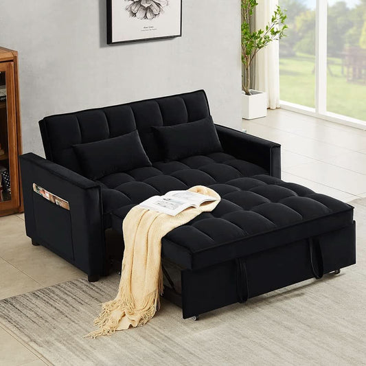 Velvet Sofa Bed With Adjustable Sleeper For Small Spaces