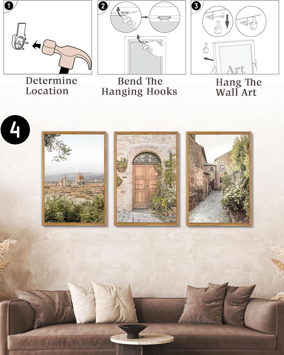 Framed Wall Art 16x24 Florence Tuscan Cityscape Set