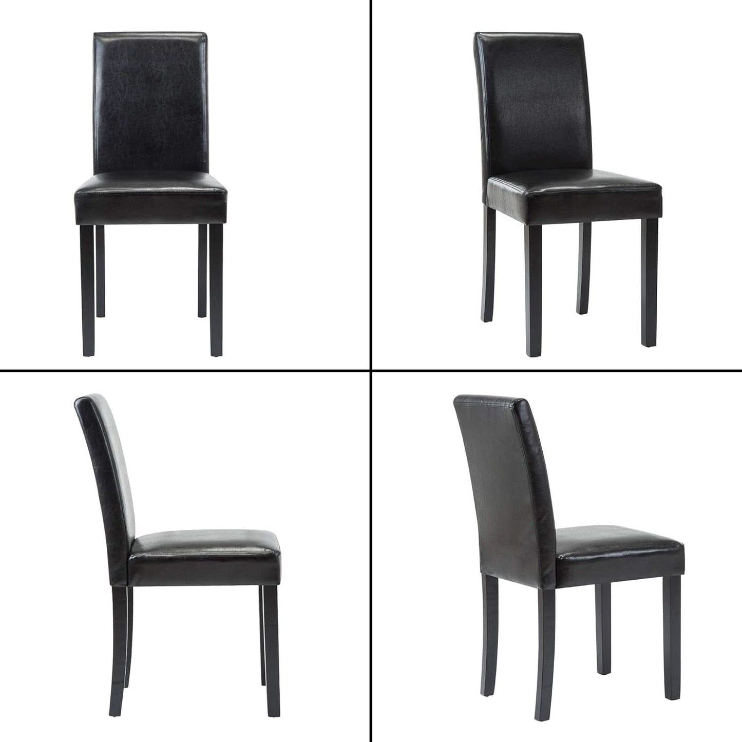 Modern PU Upholstered Dining Chairs Black Cushioned Seats