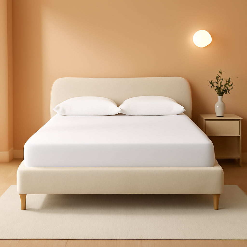 Queen Upholstered Headboard Platform Bed Oatmeal Chenille