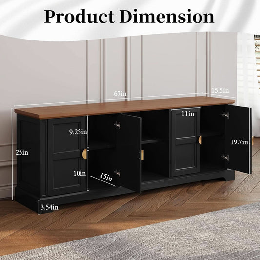 67 Inch TV Stand Entertainment Center Featuring Storage