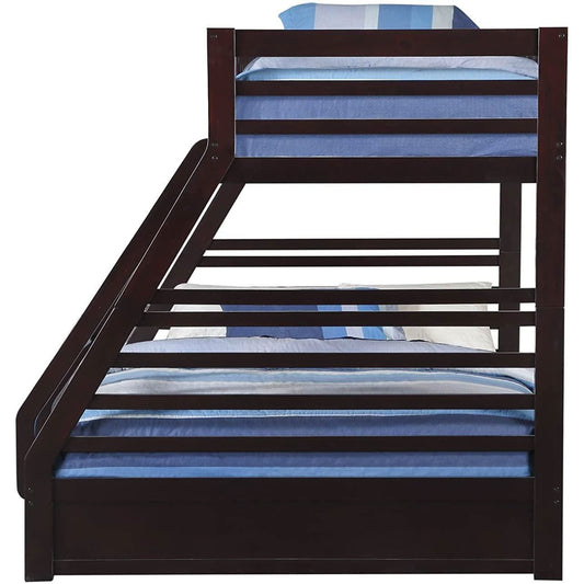 XL Twin Over Queen Bunk Bed With Drawers Espresso Finish