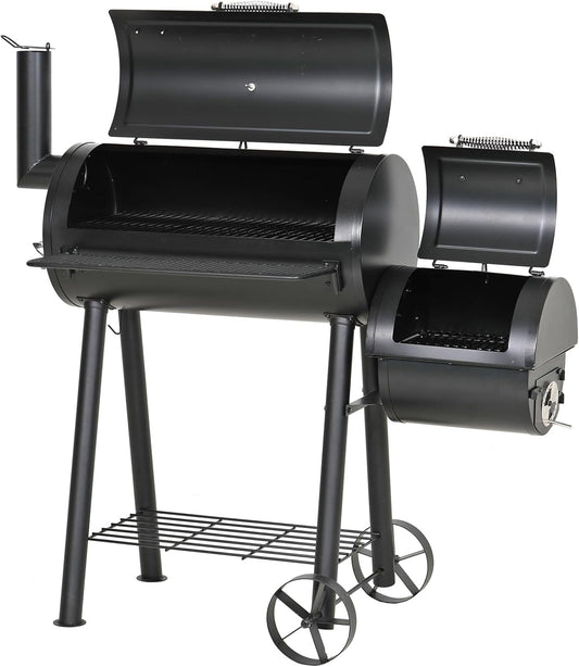 Offset Barrel Smoker Charcoal Grill 28Inch Outdoor