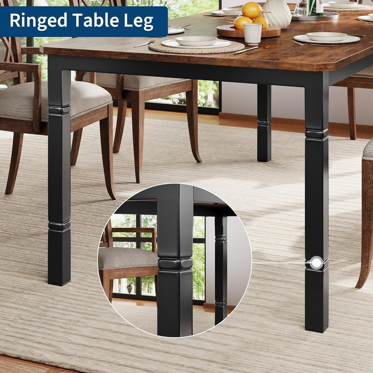 Large Premium Solid Walnut Rectangular Dining Table