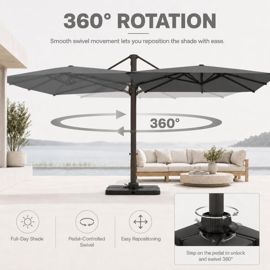 Cantilevered Patio Umbrella 10ft Cream White Offset