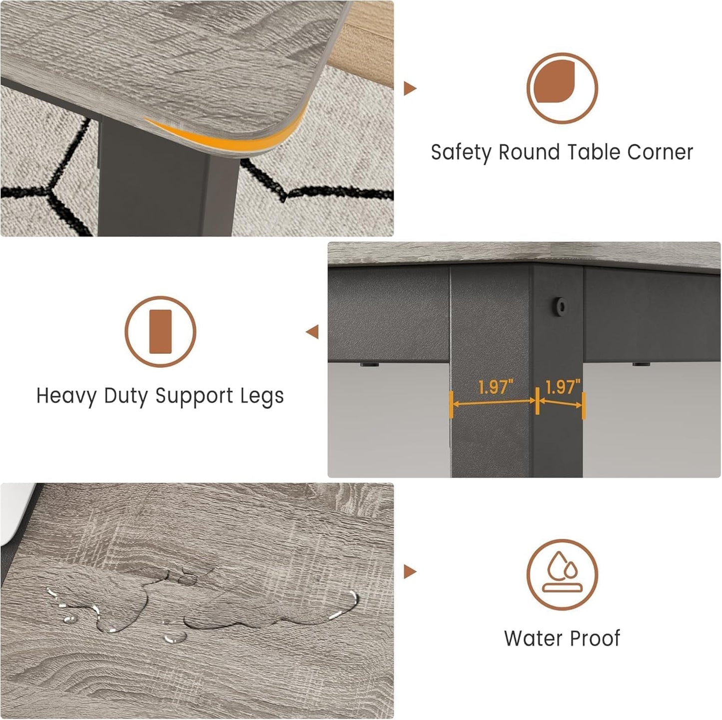 79 Inches Industrial Dining Table Greywashed Finish