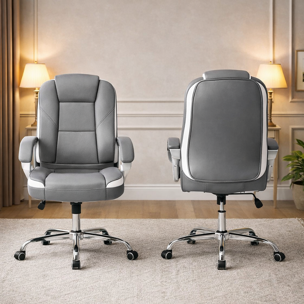 Gray 48Inch Ergonomic Office Desk PremiumStorage Chair