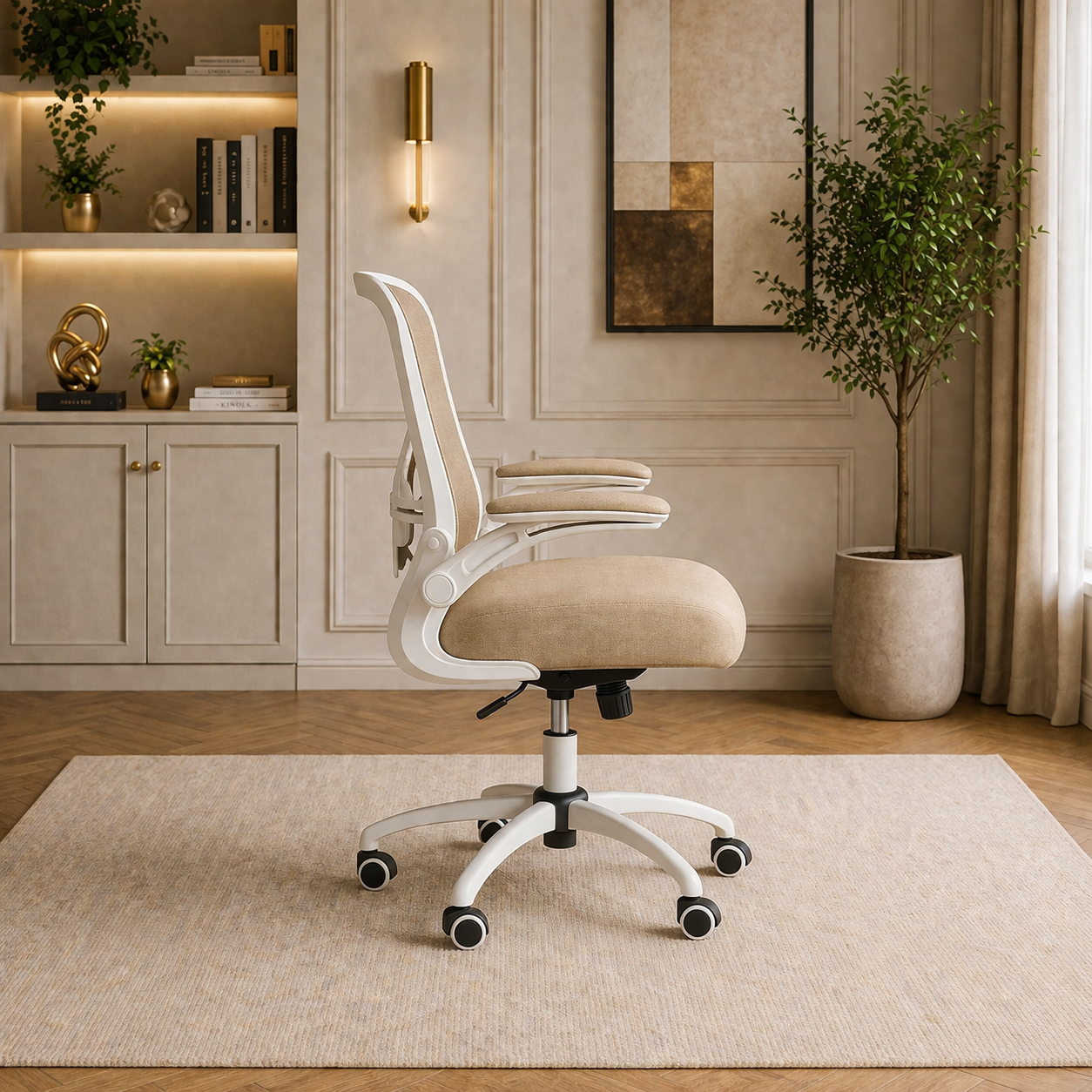63" White Modern Computer Desk & Ergonomic High Back Office Chair Set