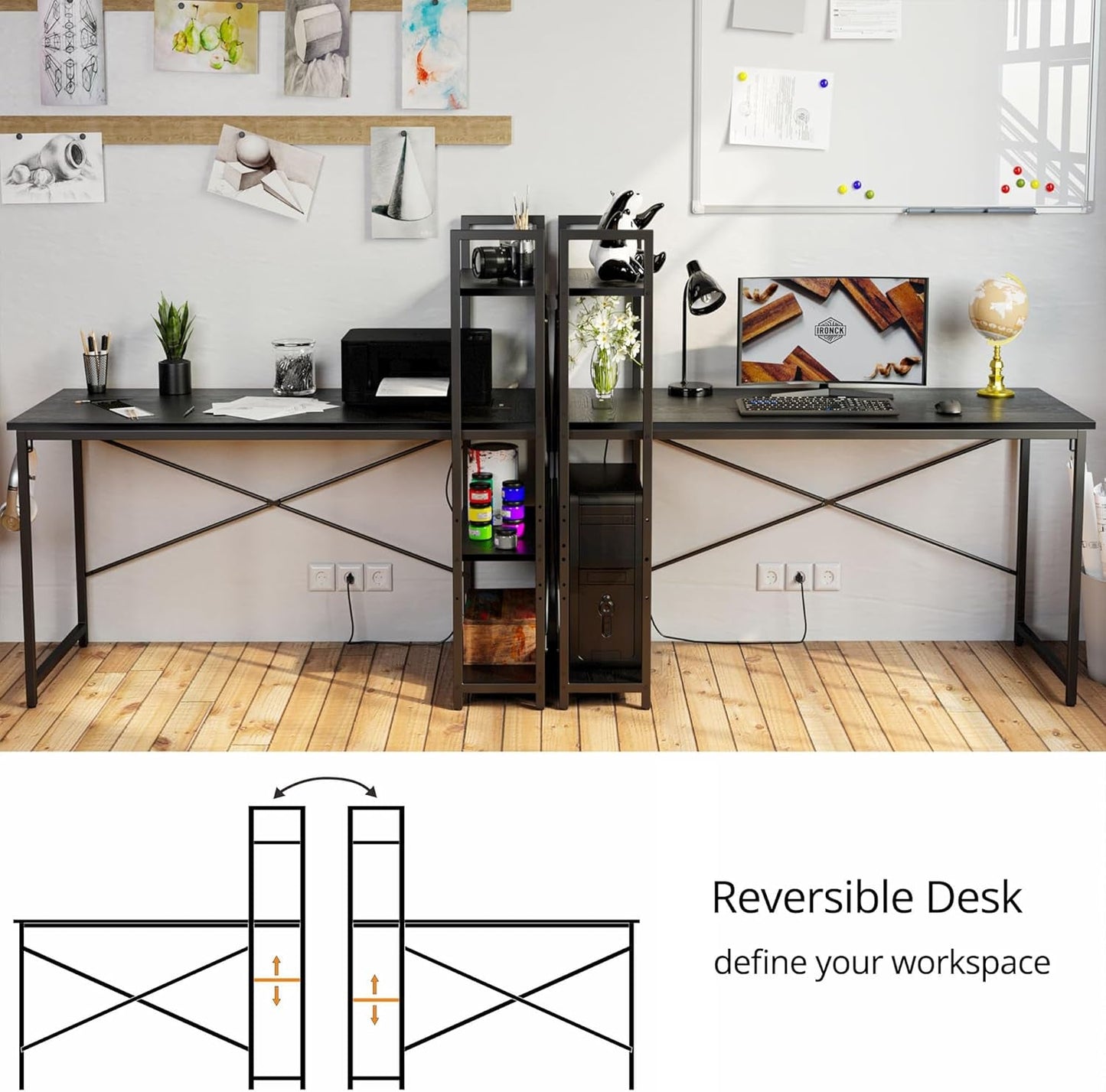 FiftyFiveInch Computer Desk With USB Outlet MatteBlack