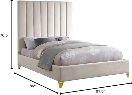 Luxurious Upholstered Velvet King Bed With Tufting