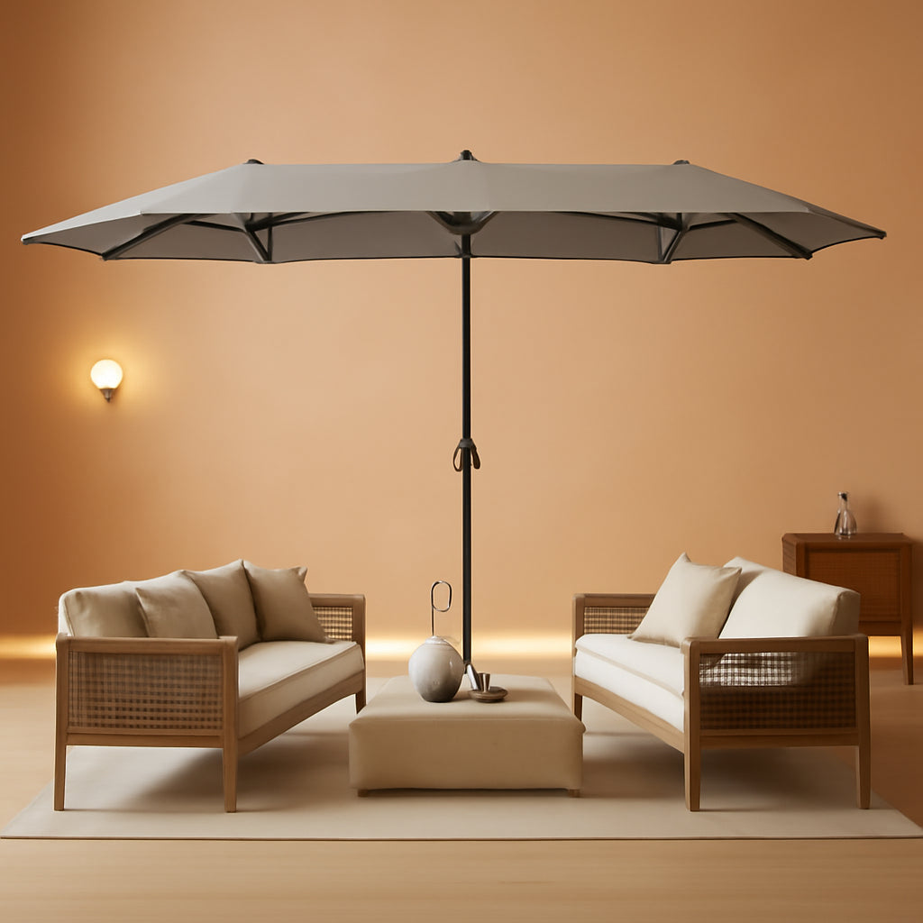13Foot Double Sided Outdoor Market Umbrella Smoky Gray
