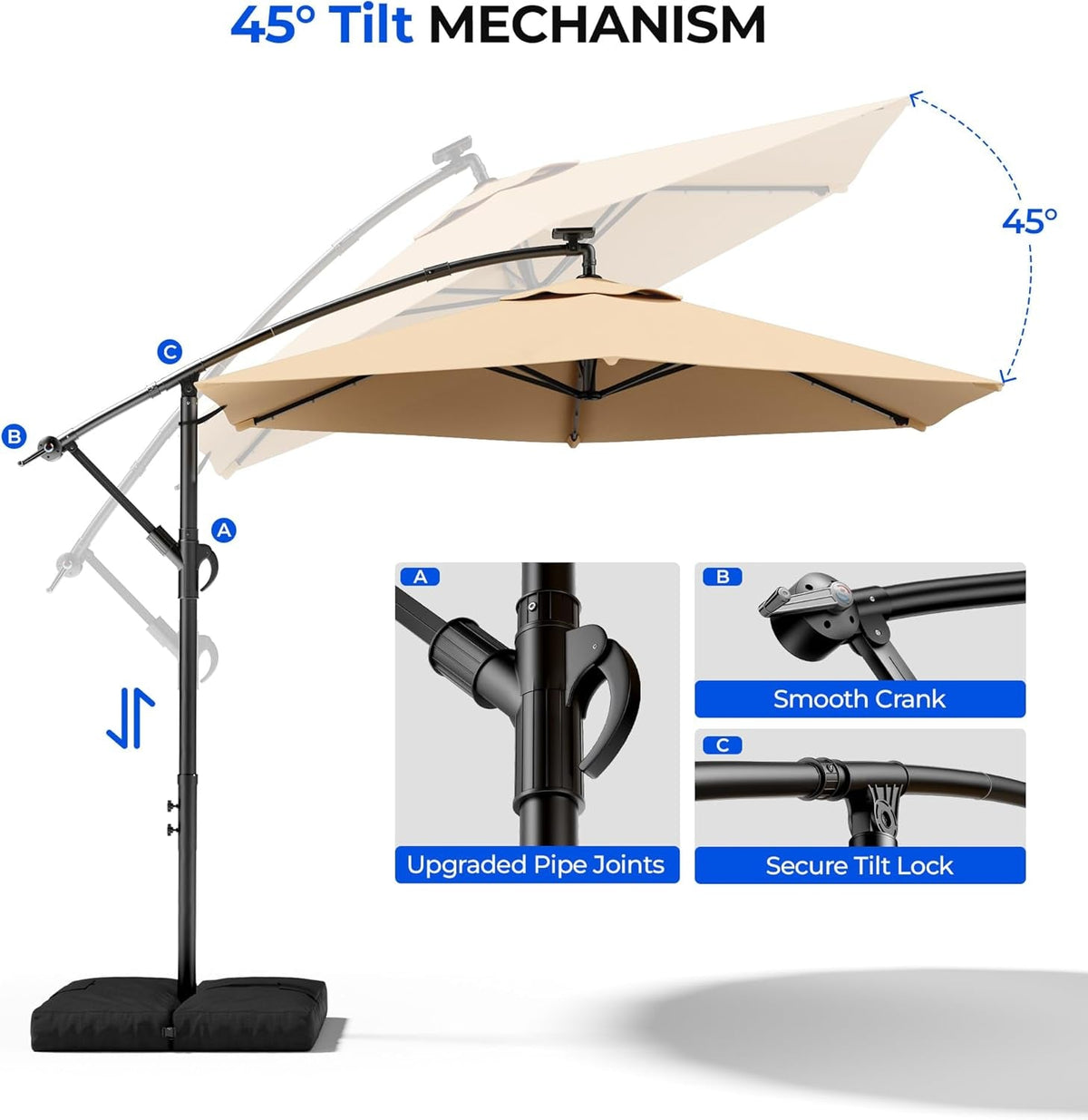 Ten Foot Cantilever Offset Patio Umbrella Beige Base Included