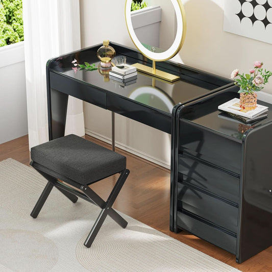 Foldable Foot Stool Black For Contemporary Living Room