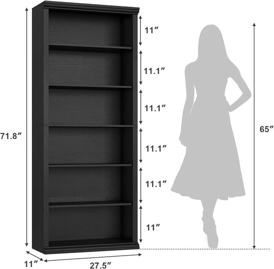 28 Inch Wide Tall Bookcase With Six Tiers For Home Office Storage For Living Room Organization-1