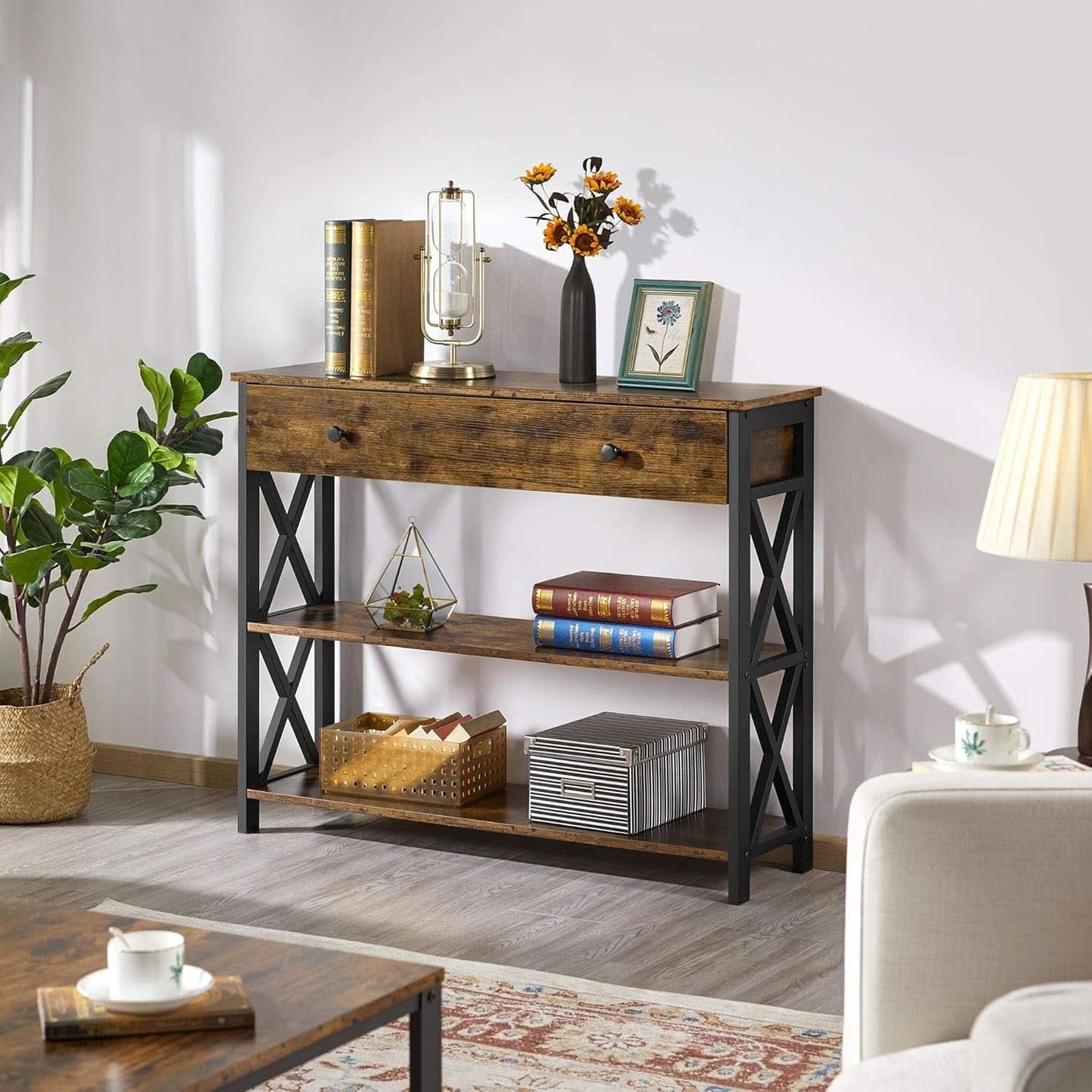 Rustic Brown TV Stand Entertainment Center 45 Inch Drawer