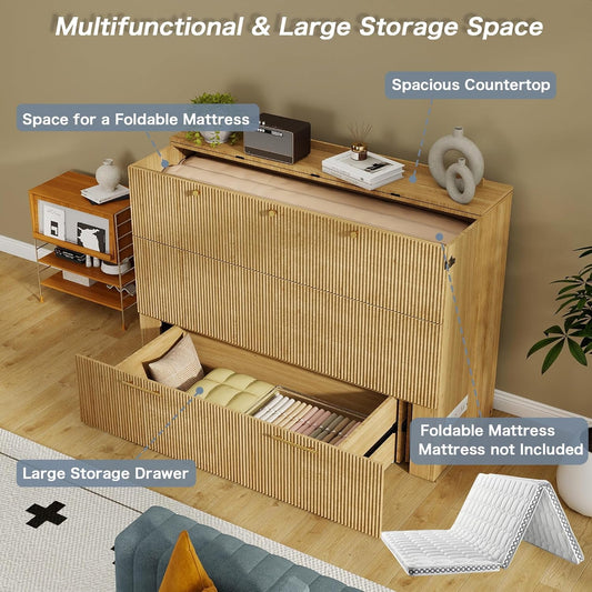 Oakwood Murphy Bed Cabinet With Integrated Charging