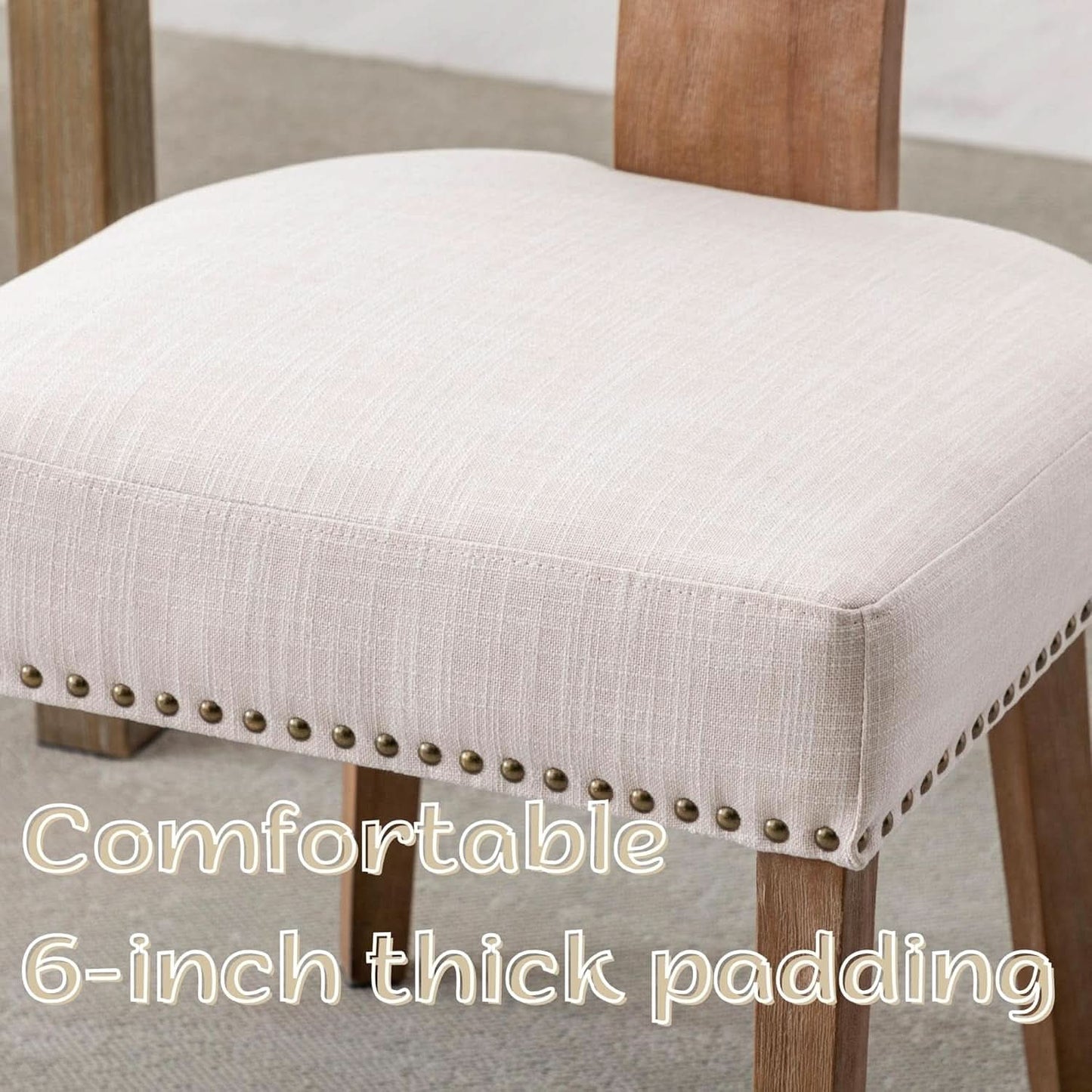 Mid Century Modern Armless Dining Chairs Beige Tone-4
