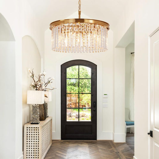 20-Inch Gold Round Crystal Chandelier Ceiling Light