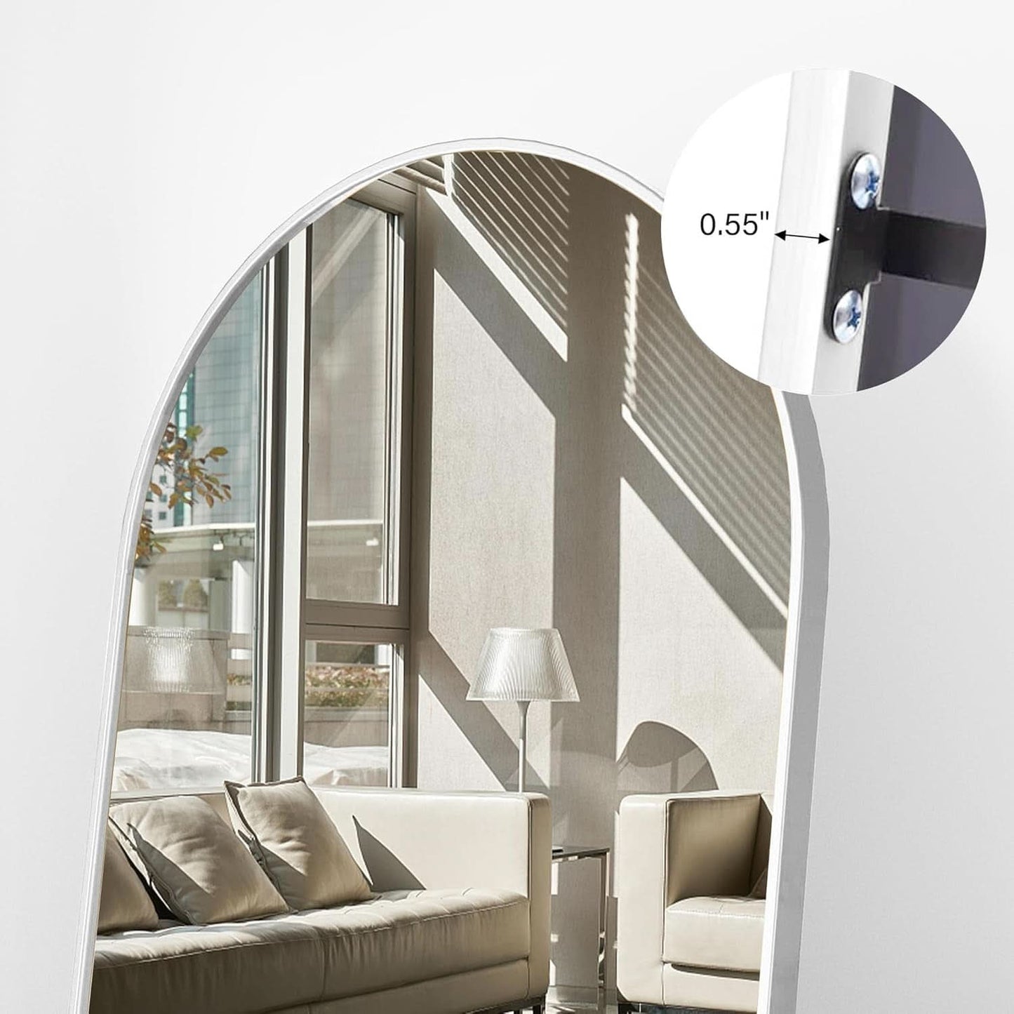 76x34 Arch Full Length Mirror Aluminum Frame For Bedroom-4