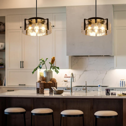 Black Four Light Adjustable Kitchen Island Chandelier-1