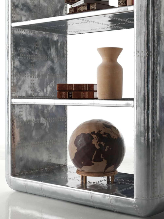 Silver Industrial Metal Bookcase Home Office Storage