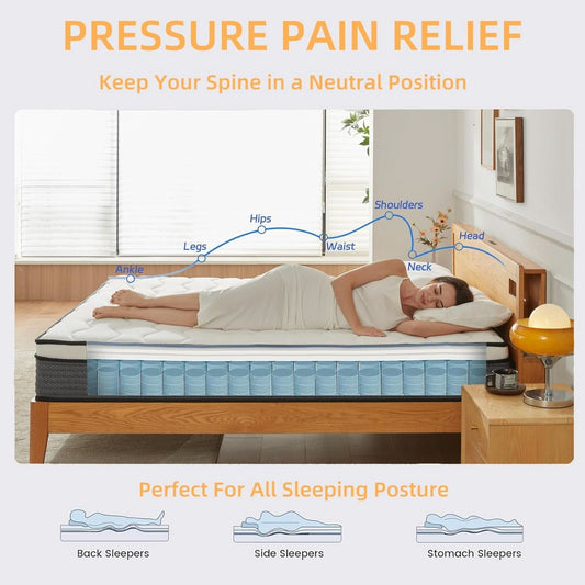 Full Size 12Inch Memory Foam Hybrid Pocket Coil Mattress-1