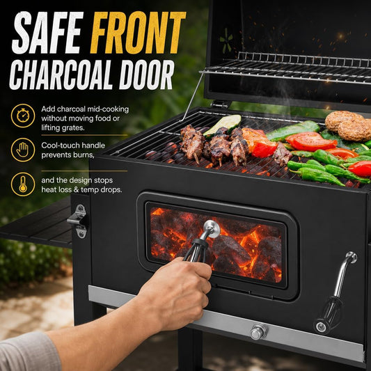 Large Commercial Grade Charcoal Grill With Front Door