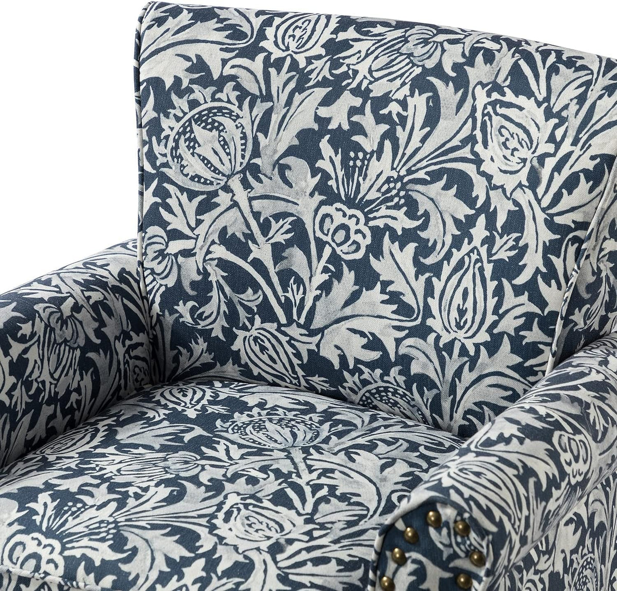 Elegant Floral Wingback Chair With Removable Cushion