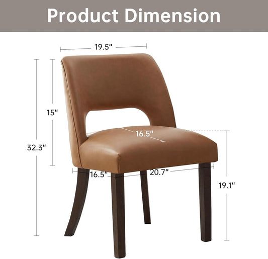 Brown Faux Leather Dining Chair Set Of 2 Upholstered