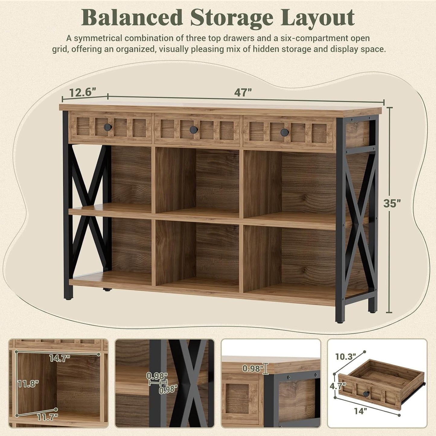 Modern Brown 6 Cube Storage Organizer Bookcase