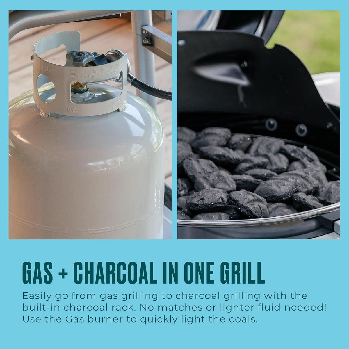 Black Portable Charcoal Gas Multifunction Outdoor Grill