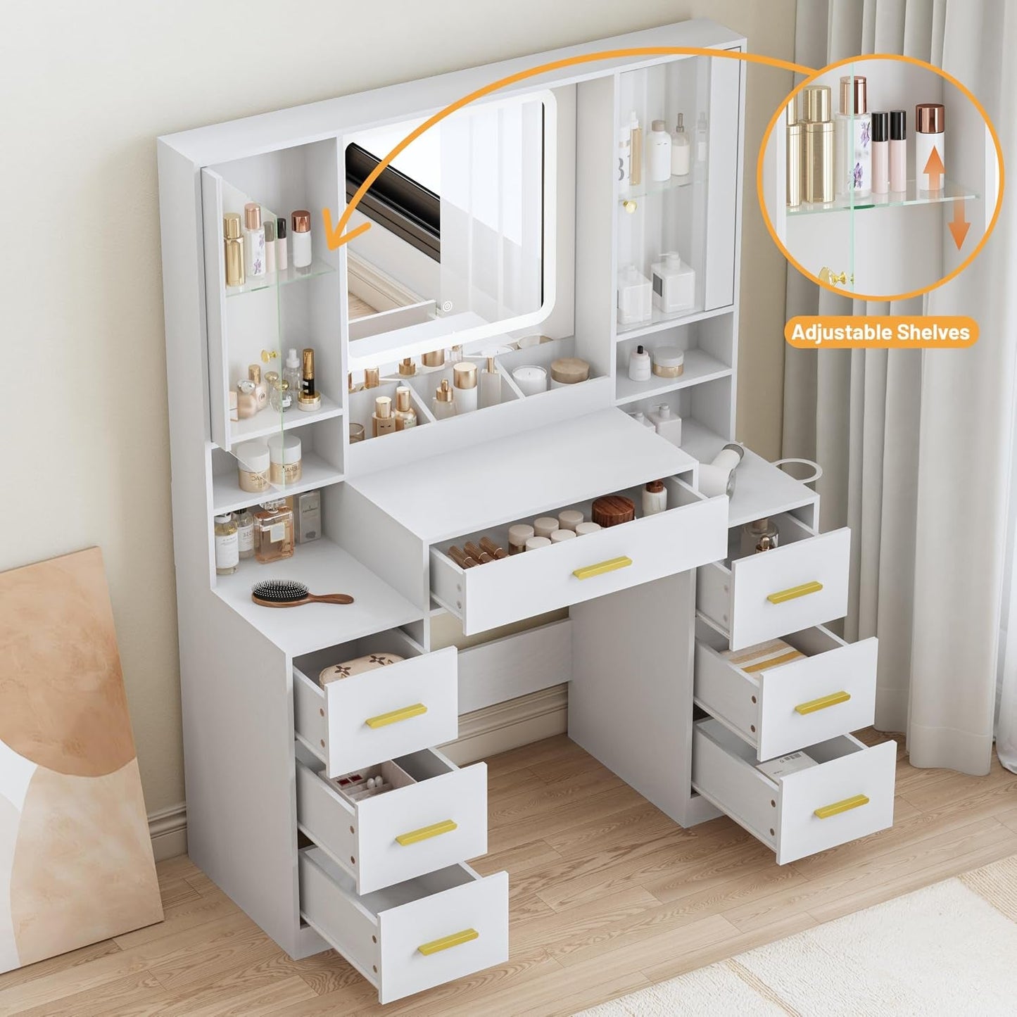 Elegant Customizable Vanity Desk With RGB Lighting