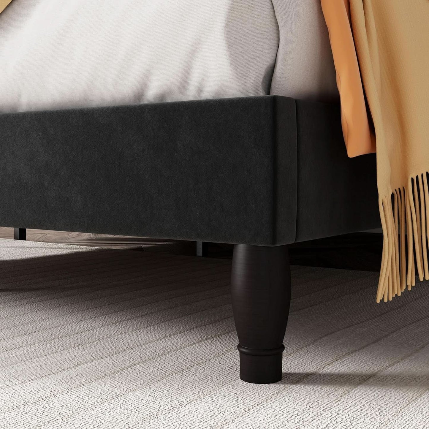 Queen Bed Frame With Adjustable Headboard BlackVelvet