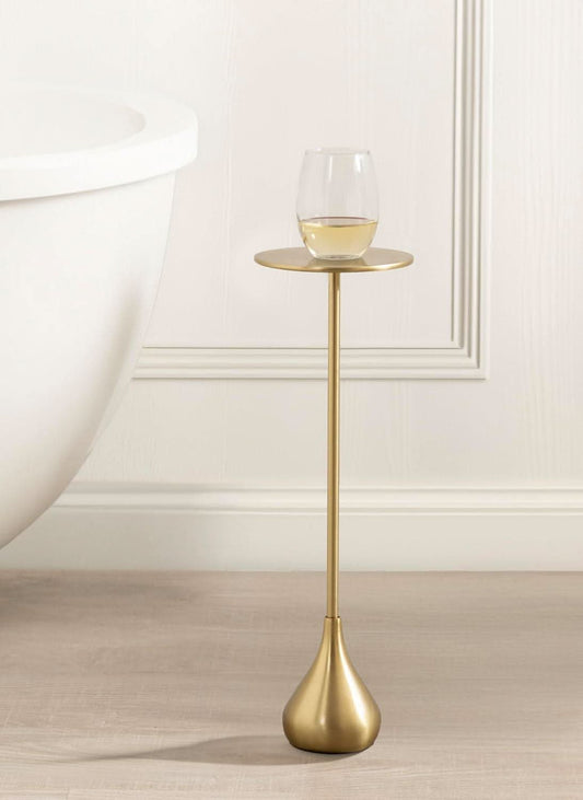 Goldtone Cast Aluminum Teardrop Cocktail Table 7x7