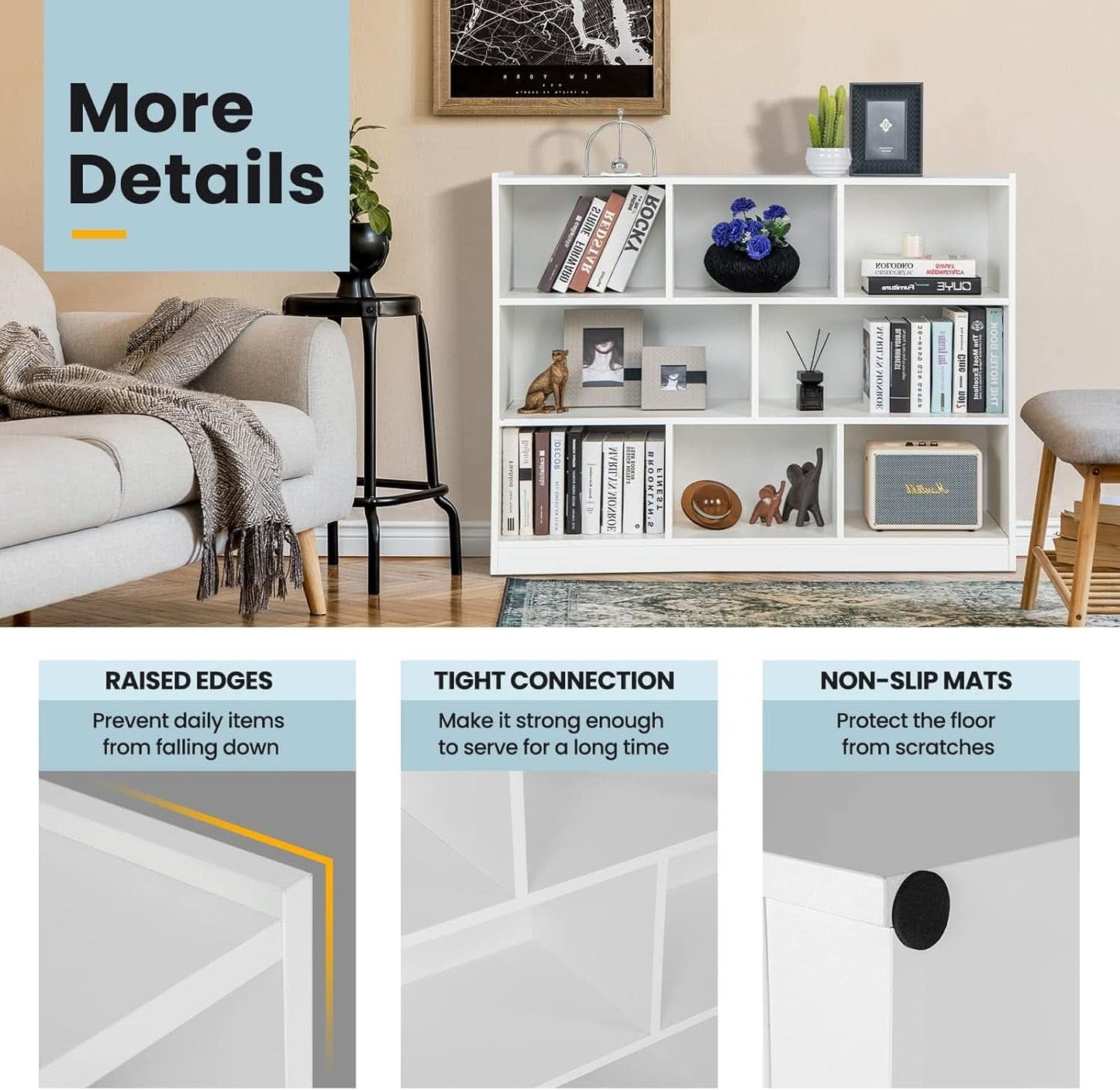 White Cube Bookcase Three Tier Freestanding Organizer