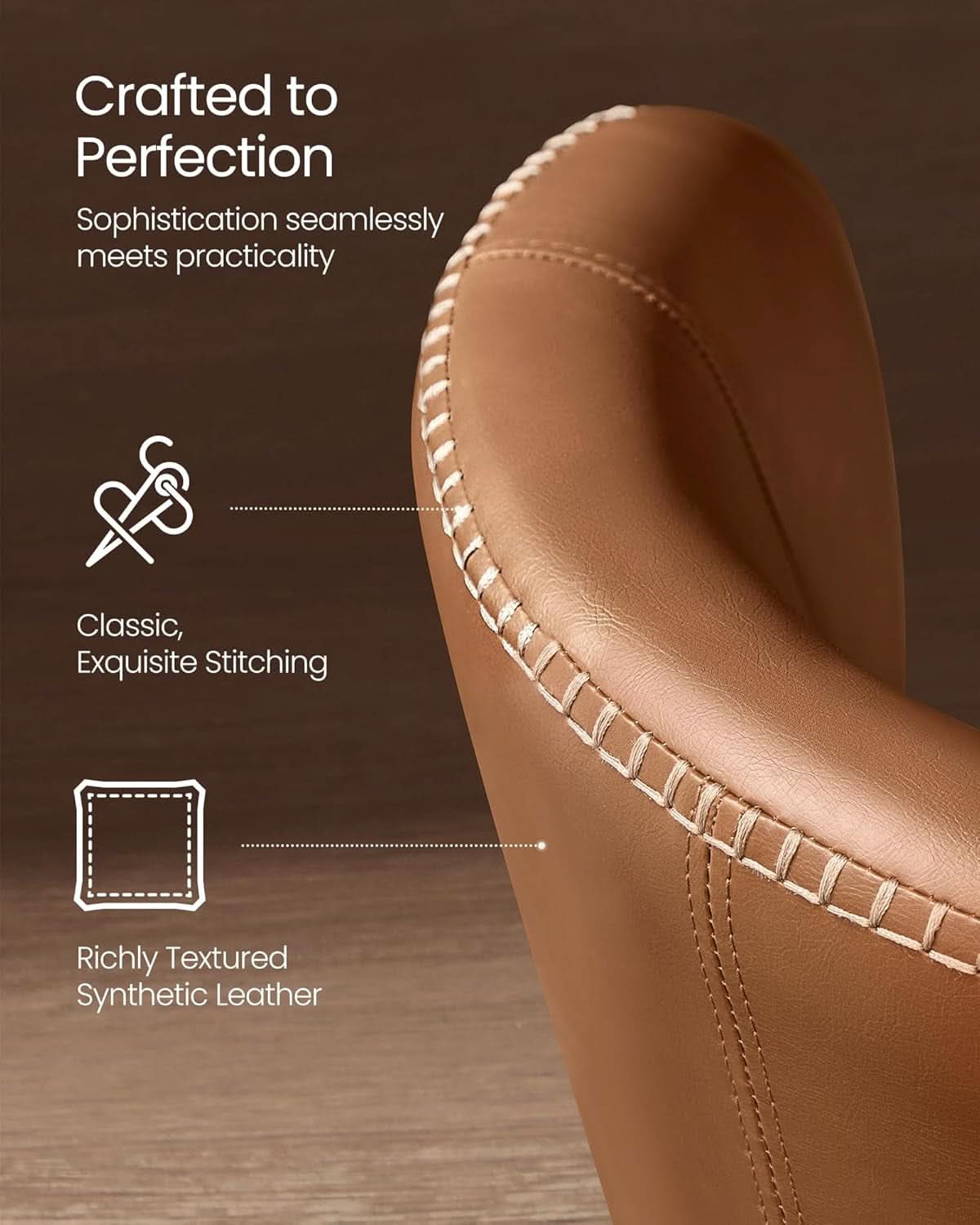 Ekho Upholstered Dining Chairs Set 2 Caramel Leather